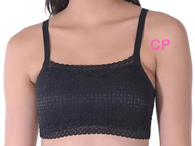 CHILEELIFE Women Cami Bra Lightly Padded Bra(Black)