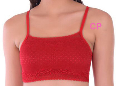 CHILEELIFE Women Cami Bra Lightly Padded Bra(Red)