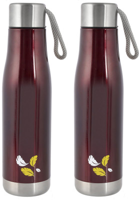 KUBER INDUSTRIES 500 ml Steel Bottle(Pack of 2, Maroon)