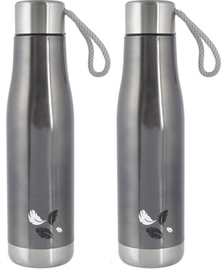 KUBER INDUSTRIES 500 ml Steel Bottle(Pack of 2, Grey)