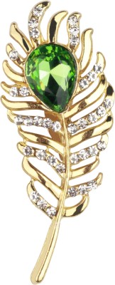 Panjatan Bright Tail Feathers Stone Stud Brooch(Green)