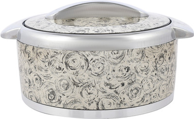 KUBER INDUSTRIES Designer Inner Steel Casserole With Lid, 2000ml (Brown)-HS42KUBMART25017 Serve Casserole(2000 ml)