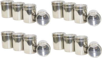 Dynore Steel Utility Container  - 500 ml, 750 ml, 1000 ml, 1250 ml(Pack of 16, Silver)