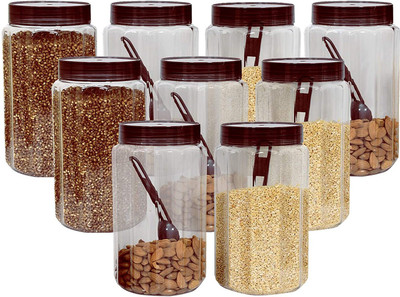 KUBER INDUSTRIES Plastic Grocery Container  - 1800 ml(Pack of 9, Brown)