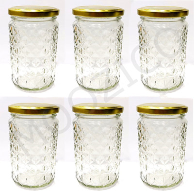 MOOZICO Glass Grocery Container  - 370 ml(Pack of 6, Gold)
