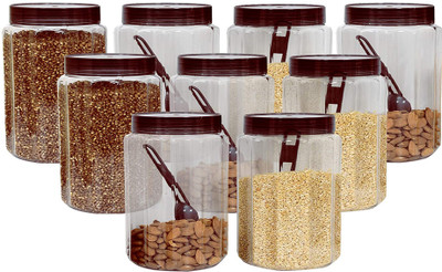 KUBER INDUSTRIES Plastic Grocery Container  - 1100 ml(Pack of 9, Brown)
