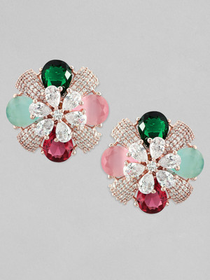 RUBANS Earrings for Women & Girls Brass Stud Earring