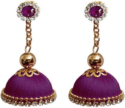 SRI Earrings Long Jhumka Silk Thread Fabric Jhumki Earring