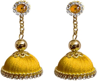 SRI Earrings Long Jhumka Silk Thread Fabric Jhumki Earring