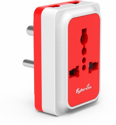 Fybros 8097 Sliq Multi Plug Universal Travel Adapter 3 Pin Plug Socket With Indicator Three Pin Plug(White, Red)