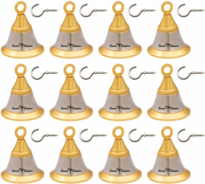 Smart Shophar Jingle Bell 1.25 Inch, Heigth 1.8 Inch Gold Silver, Pack of 12 | With Cup Hooks Brass Decorative Bell(Gold, Silver, Pack of 12)