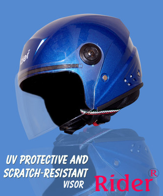RIDER Open Face Anti UV Blue Helmet Motorbike Helmet(Blue)