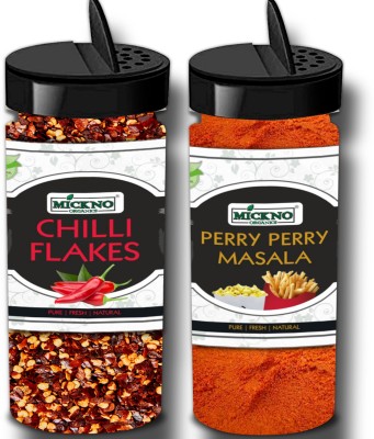 mickno organics Premium Fresh Red chilli flakes and Perry Perry Masala combo (50g each) pack of 2 (100g)(100 g)