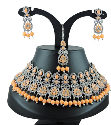 VATSALYA creation Alloy Gold-plated Beige Jewellery Set(Pack of 1)