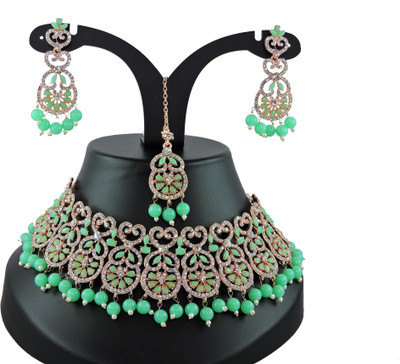 VATSALYA creation Alloy Gold-plated Green Jewellery Set(Pack of 1)