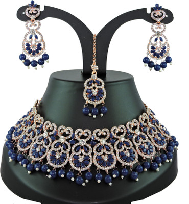 VATSALYA creation Alloy Gold-plated Blue Jewellery Set(Pack of 1)
