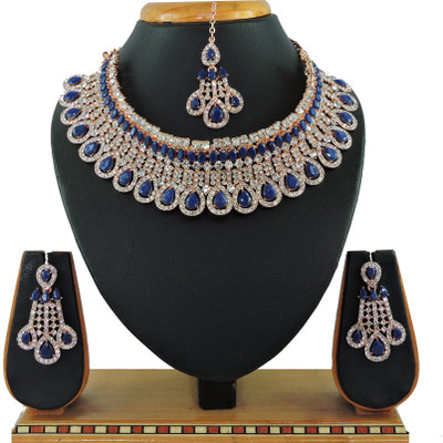 VATSALYA creation Alloy Gold-plated Blue Jewellery Set(Pack of 1)