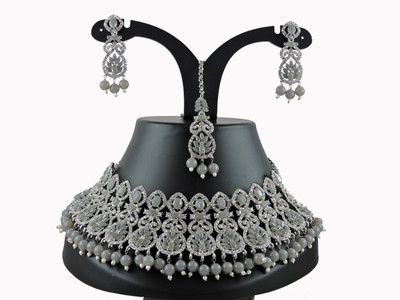 VATSALYA creation Alloy Gold-plated Grey Jewellery Set(Pack of 1)