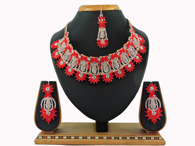 VATSALYA creation Alloy Gold-plated Red, Silver Jewellery Set(Pack of 1)