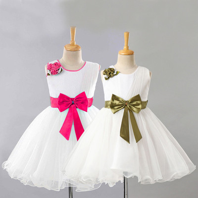WILD EMPIRE Indi Girls Midi/Knee Length Party Dress(White, Sleeveless)