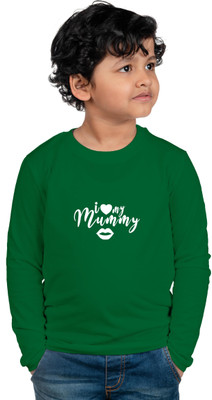 CHOMBOOKA Boys Typography, Printed Cotton Blend Regular T Shirt(Green, Pack of 1)