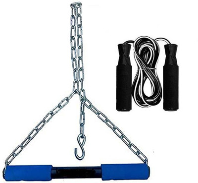 CLOVERBYTE 6FT Pullup Bar Rod And Ball Bearing Skipping Rope Combo Fitness Accessory Kit Kit