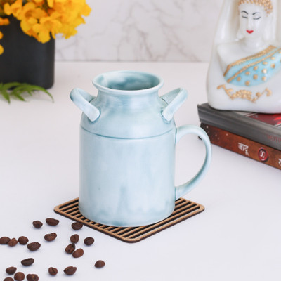 CLAY CRAFT MM1-DINO-CREME-DI2 Ceramic Coffee Mug(350 ml)