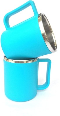 Smiling Cart Multicolor 2 Pcs Set of Stylish Coffee|Tea Cup|Milk|Unbreakable Insulated Double Wall Plastic & Steel for Home & Office|200ml Set of 1 (2 PCS) Color: Multicolor Plastic, Stainless Steel Coffee Mug(200 ml, Pack of 2)