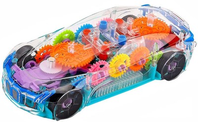 Veryke Plastic Concept Musical and 3D Lights & Sound 360 Degree Rotation Transparent Super Toy Car Gear Simulation Mechanical Car Technology for Kids, Multicolor(Multicolor)