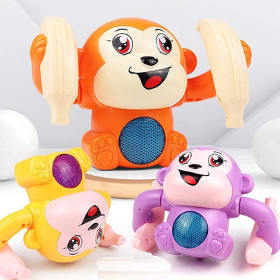 Toyvala Fetching Dancing and Spinning Rolling Doll Tumble Monkey Toy Voice Control Banana Monkey with Musical Toy with Light and Sound Effects and Sound Sensor(Multicolor)