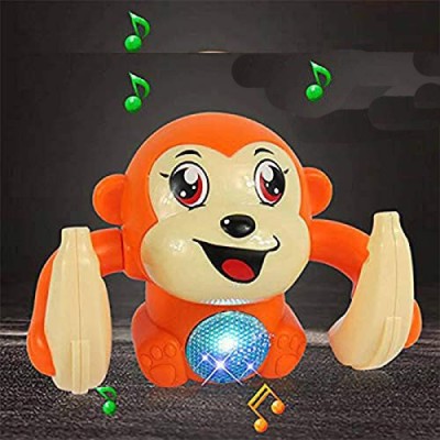 Toyvala Charmingg Dancing and Spinning Rolling Doll Tumble Monkey Toy Voice Control Banana Monkey with Musical Toy with Light and Sound Effects and Sound Sensor(Multicolor)