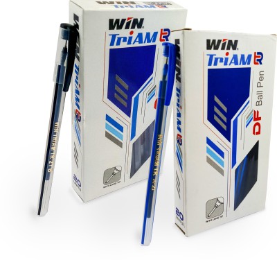 Win Triam TR Ball Pens | 100 Pcs (60 Blue Ink & 40 Black Ink) | Lightweight Body Design | Use and Throw Pens | For One Time Use | Ideal for School Office & Business | Stick Ball Pen(Pack of 100, Blue & Black)