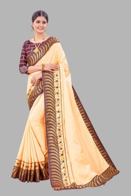 OFLINE SELECTION Embroidered Bollywood Art Silk Saree(Beige)