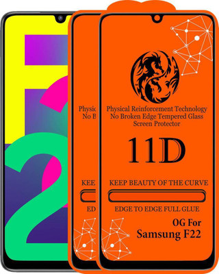 aplexx Edge To Edge Tempered Glass for Samsung Galaxy F22 | 11D Premium Quality Full Glue 9H Hardness Anti Scratch Full Edge(Pack of 2)
