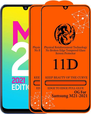 aplexx Edge To Edge Tempered Glass for Samsung Galaxy M21 2021 | 11D Premium Quality Full Glue 9H Hardness Anti Scratch Full Edge(Pack of 2)