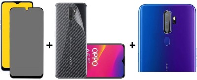 RAGRO Front and Back Tempered Glass for Ceramic Matte Finishing Screen Protector And Back Carbon Fiber Skin And Camera Tempered Glass (3 in 1) Combo For Oppo A9 2020(Pack of 1)