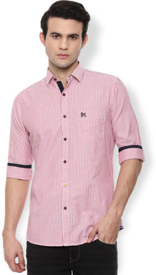 Van Heusen Academy Men Striped Casual Pink Shirt