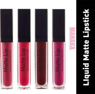 MANAKA MINI MATTE LIPSTICK LIQUID LIPSTICK PACK OF 4(MULTICOLOUR, 24 g)