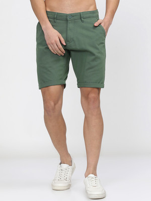 HIGHLANDER Solid Men Green Basic Shorts