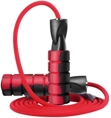 GymWar Jump Rope Adult Double Ball Bearing Skipping Rope Cotton Rope Adjustable Length Ball Bearing Skipping Rope(Red, Length: 275 cm)