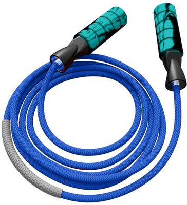 GymWar Double Ball Bearings Rapid Speed Skipping Rope, Weighted Cotton Cable Ball Bearing Skipping Rope(Blue, Length: 275 cm)