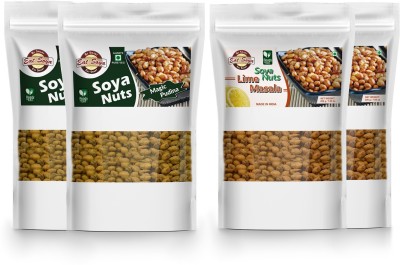 Eat Soya Soya Nuts Healthy Roasted Namkeen and Snacks Crunchy and Tasty, Delicious l Diet Food l Keto Snacks l Healthy Snacks l Magic Pudina-2, Lime Masala-2 200g (Pack of 4,800g)(4 x 200 g)