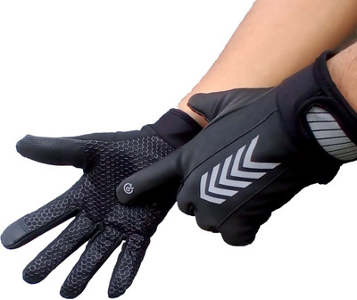 DreamPalace India Full Finger Bike Riding Gloves with Touch Screen Riding Gloves(Black)