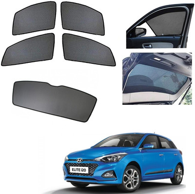 AuTO ADDiCT Side Window, Rear Window Sun Shade For Hyundai Elite i20(Black)