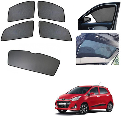 AuTO ADDiCT Side Window, Rear Window Sun Shade For Hyundai Grand i10(Black)