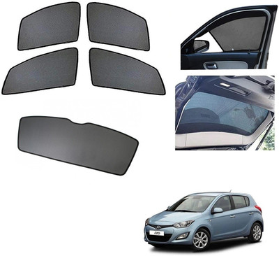 AuTO ADDiCT Side Window, Rear Window Sun Shade For Hyundai i20(Black)