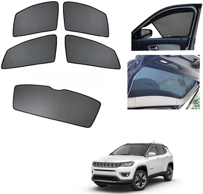 AuTO ADDiCT Side Window, Rear Window Sun Shade For Jeep Compass(Black)
