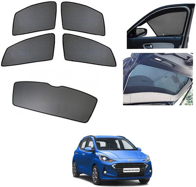 AuTO ADDiCT Side Window, Rear Window Sun Shade For Hyundai Grand i10 NIOS(Black)