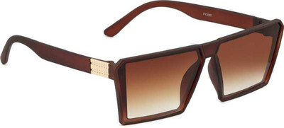 shadz Rectangular Sunglasses(For Men & Women, Brown)
