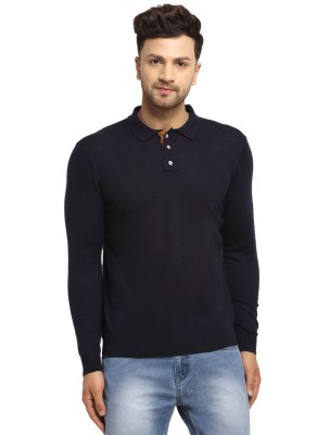 GLOBAL REPUBLIC Solid Round Neck Casual Men Dark Blue Sweater